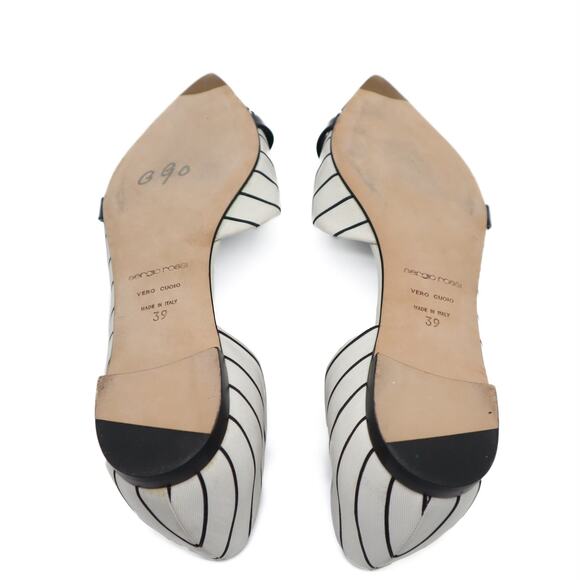 Sergio Rossi D'Orsay Asymmetrical Striped Flats Size 39 - Picture 6 of 12